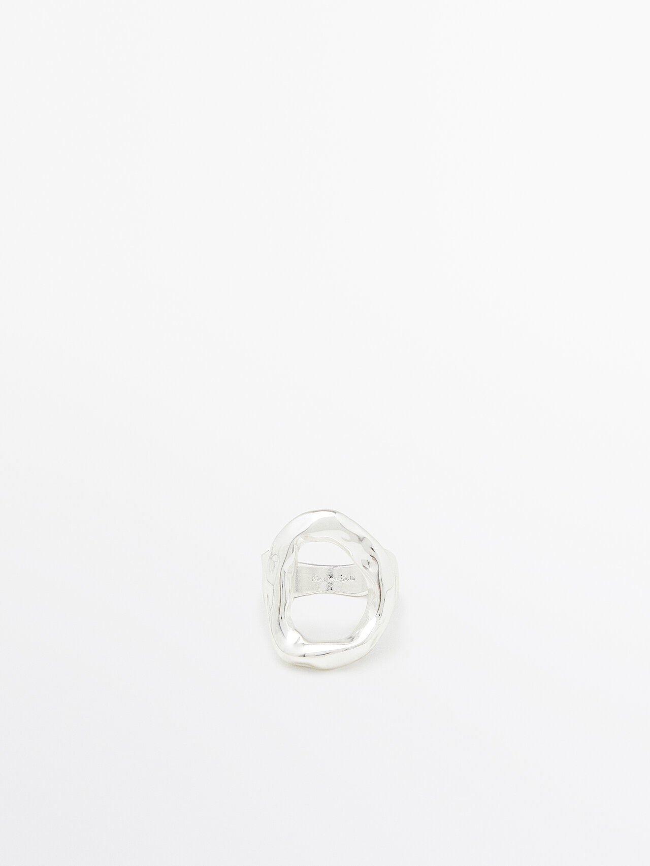 Shop Massimo Dutti Ring With Textured Detail In Silver