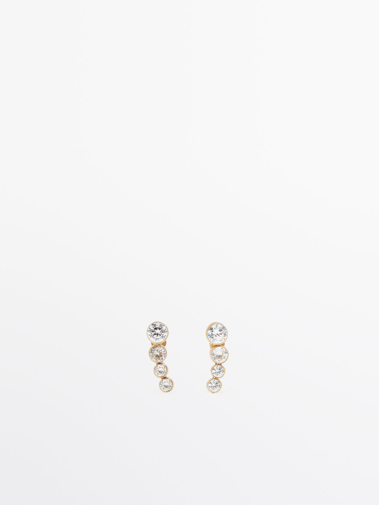 Massimo Dutti Shiny Climbing Earrings In Golden