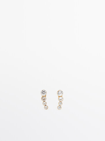 Rhinestone-encrusted climber earrings
