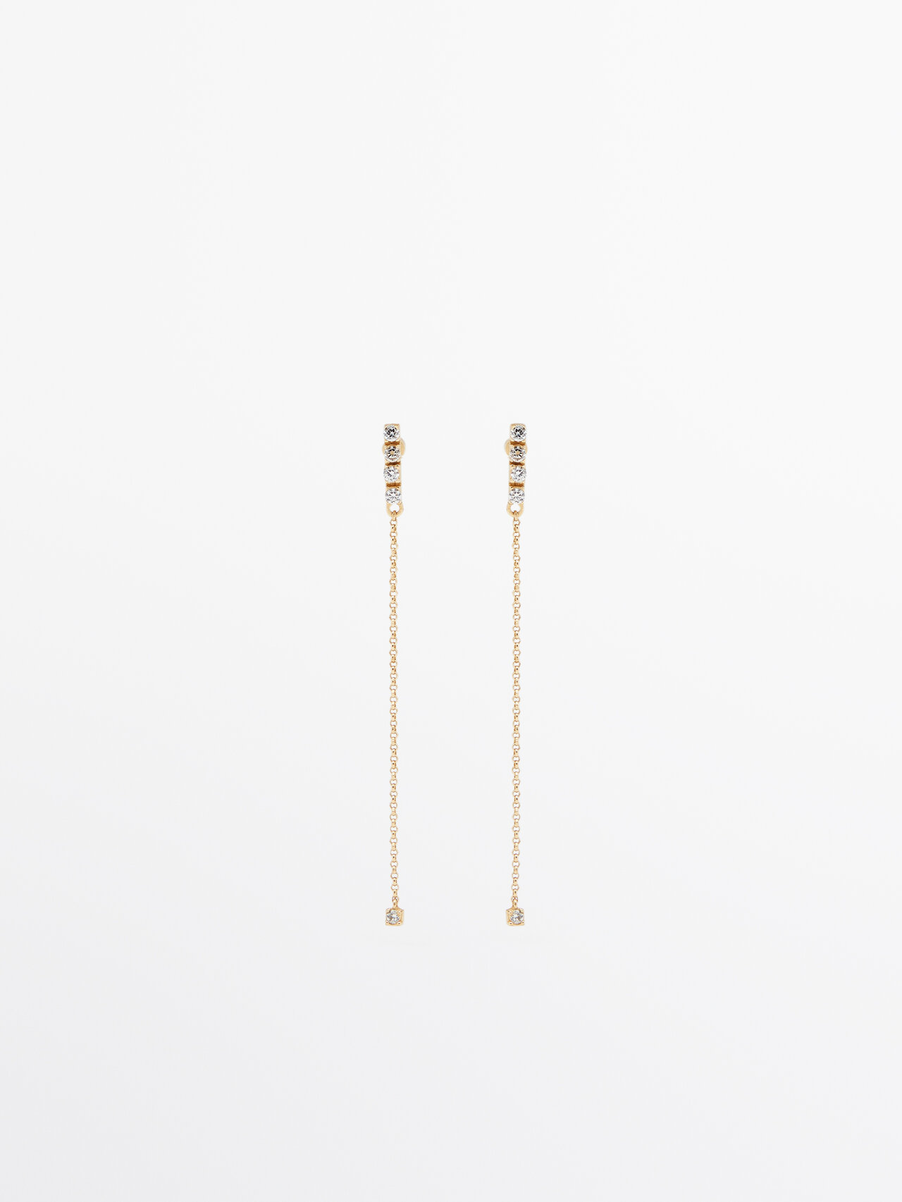 Massimo Dutti Long Shiny Earrings In Gold