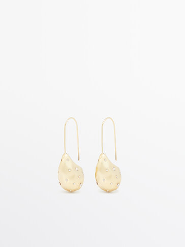Rhinestone-encrusted droplet earrings
