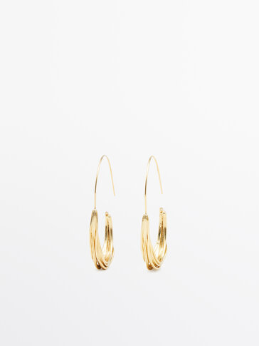 Long textured wire-design earrings - Massimo Dutti