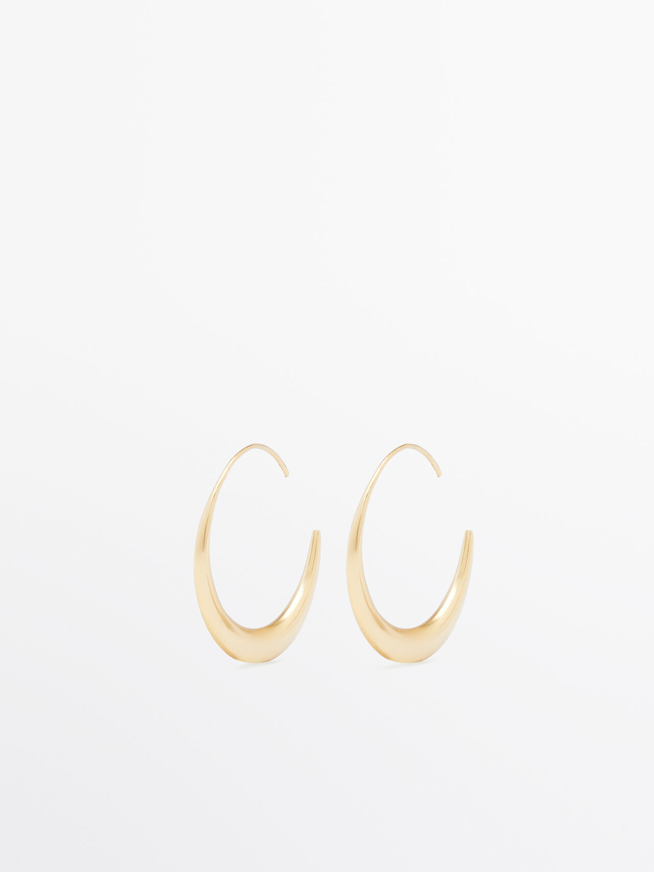 Massimo Dutti Moon Hoop Earrings In Golden