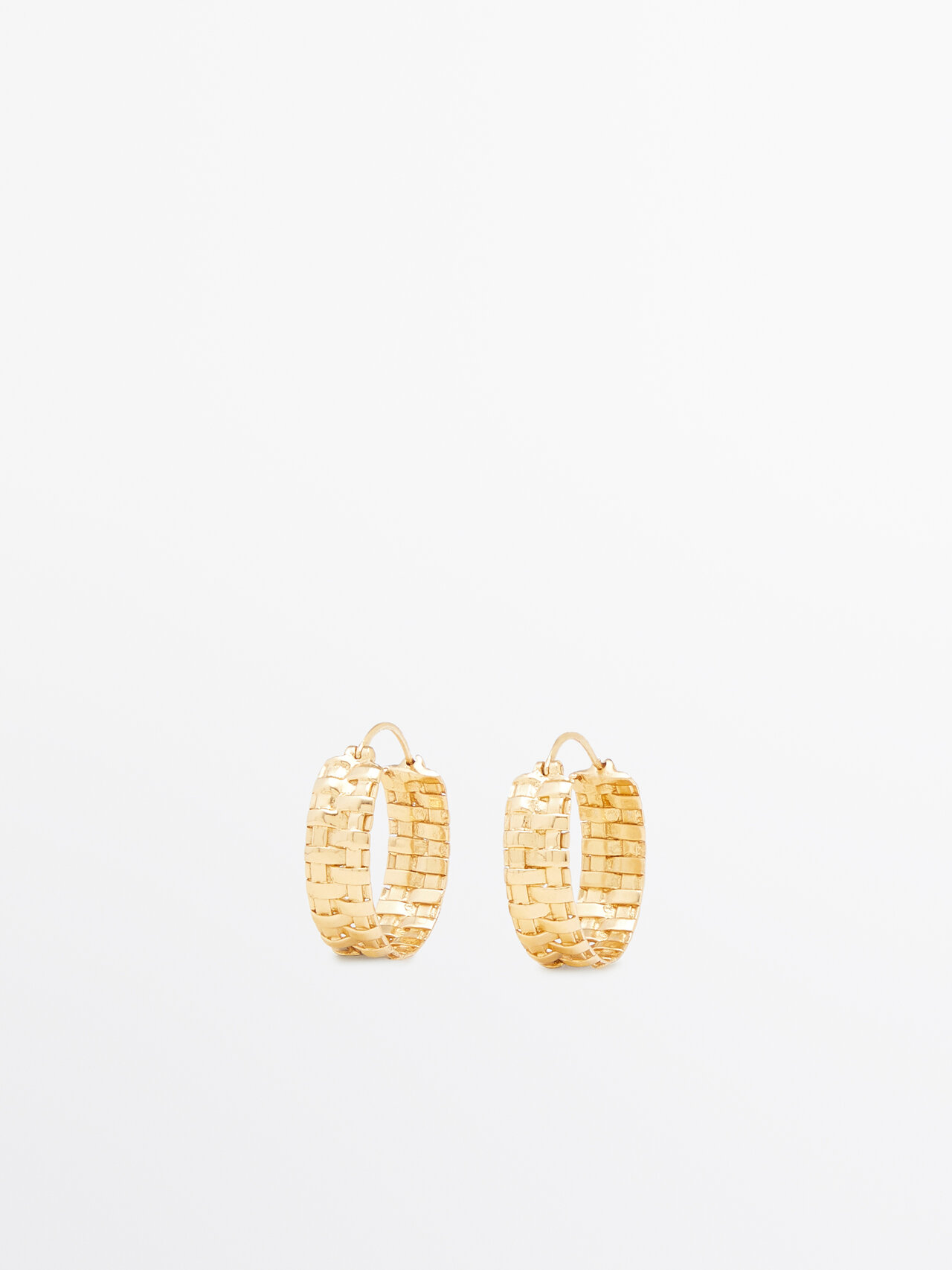 Massimo Dutti Plaited Hoop Earrings In Golden