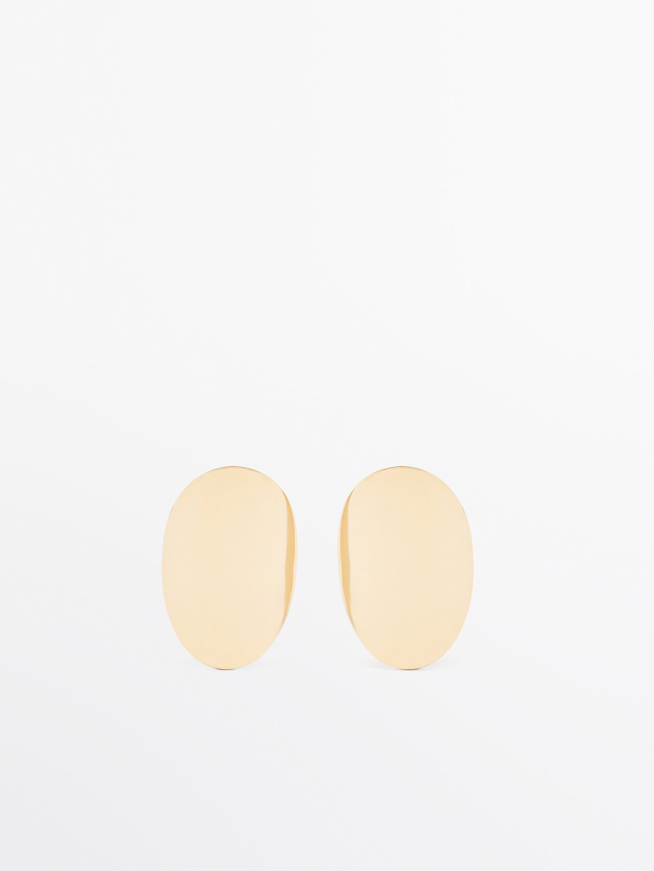 Massimo Dutti Oval Earrings In Golden