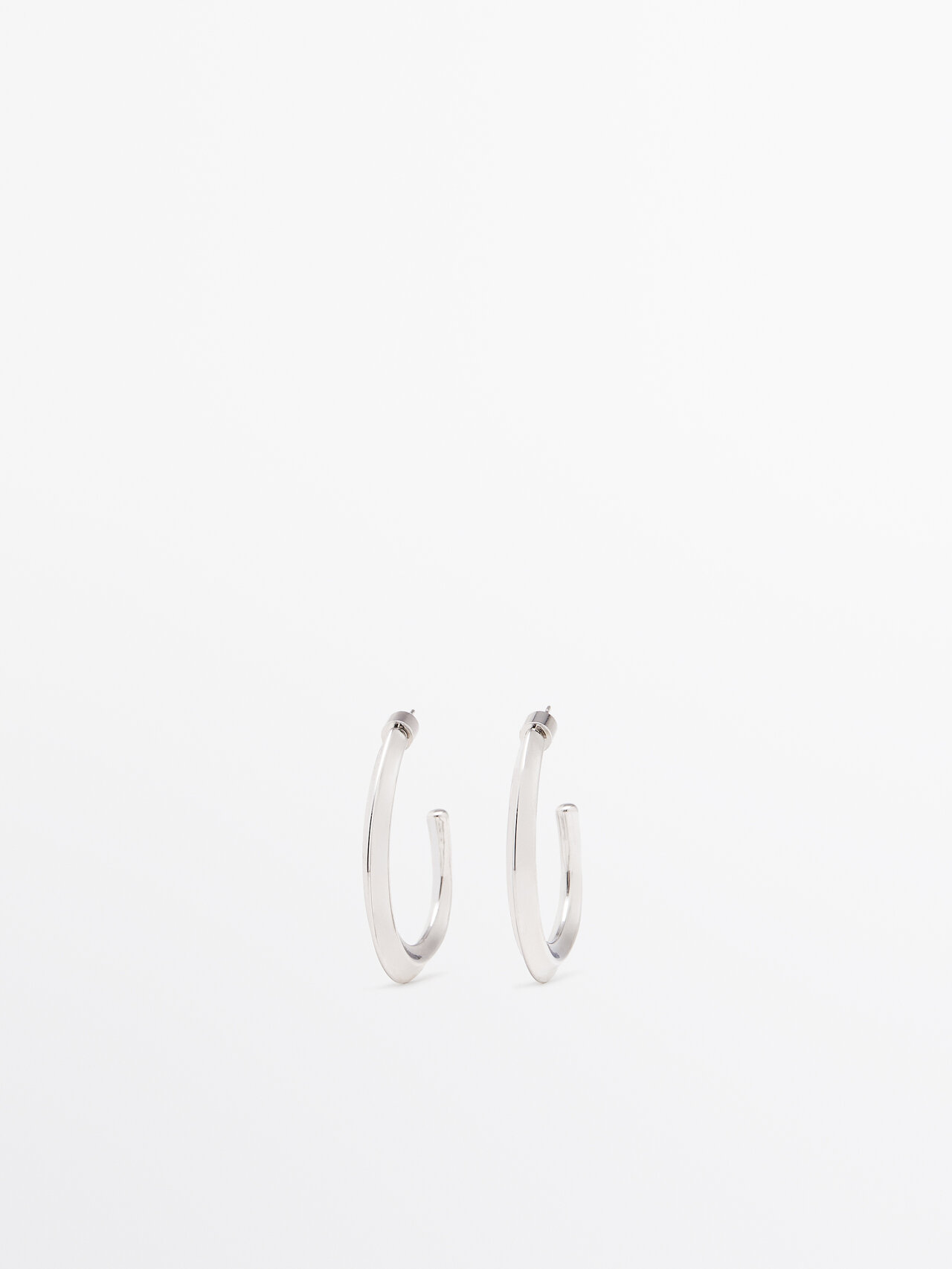 Massimo Dutti Mismatched Hoop Earrings In Silver