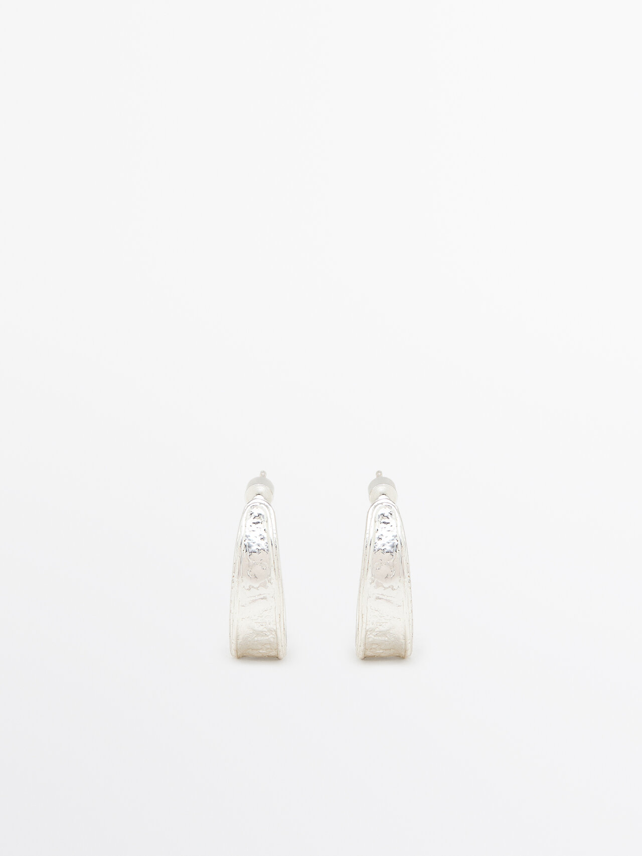 Shop Massimo Dutti Earrings With Textured Detail In Silver
