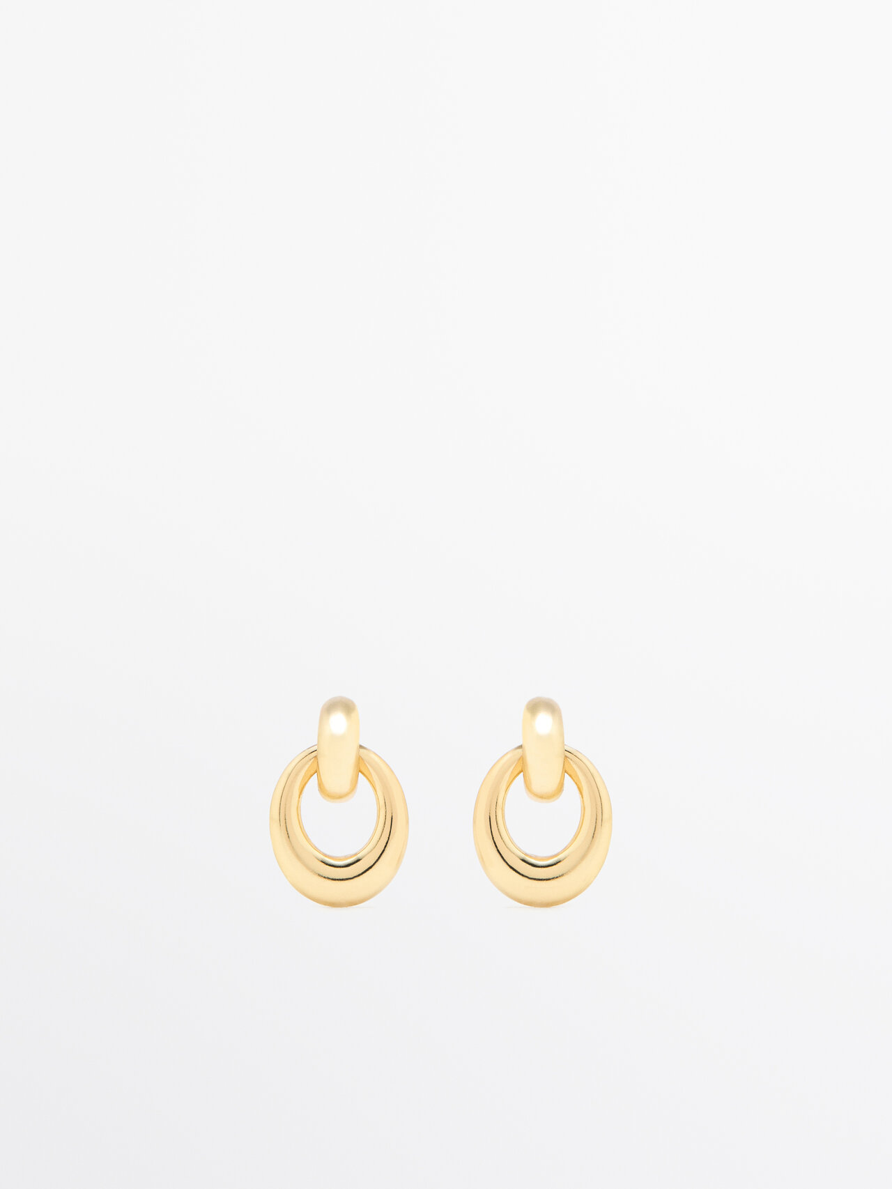 Massimo Dutti Double Link Earrings In Golden
