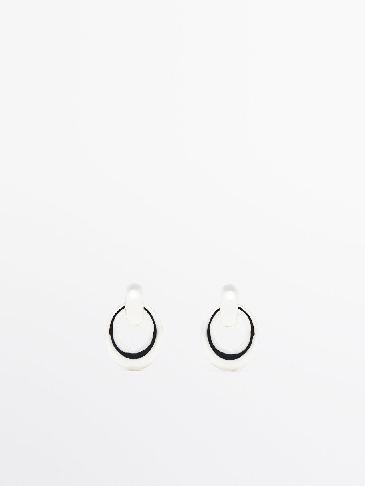 Shop Massimo Dutti Double Link Earrings In Silver