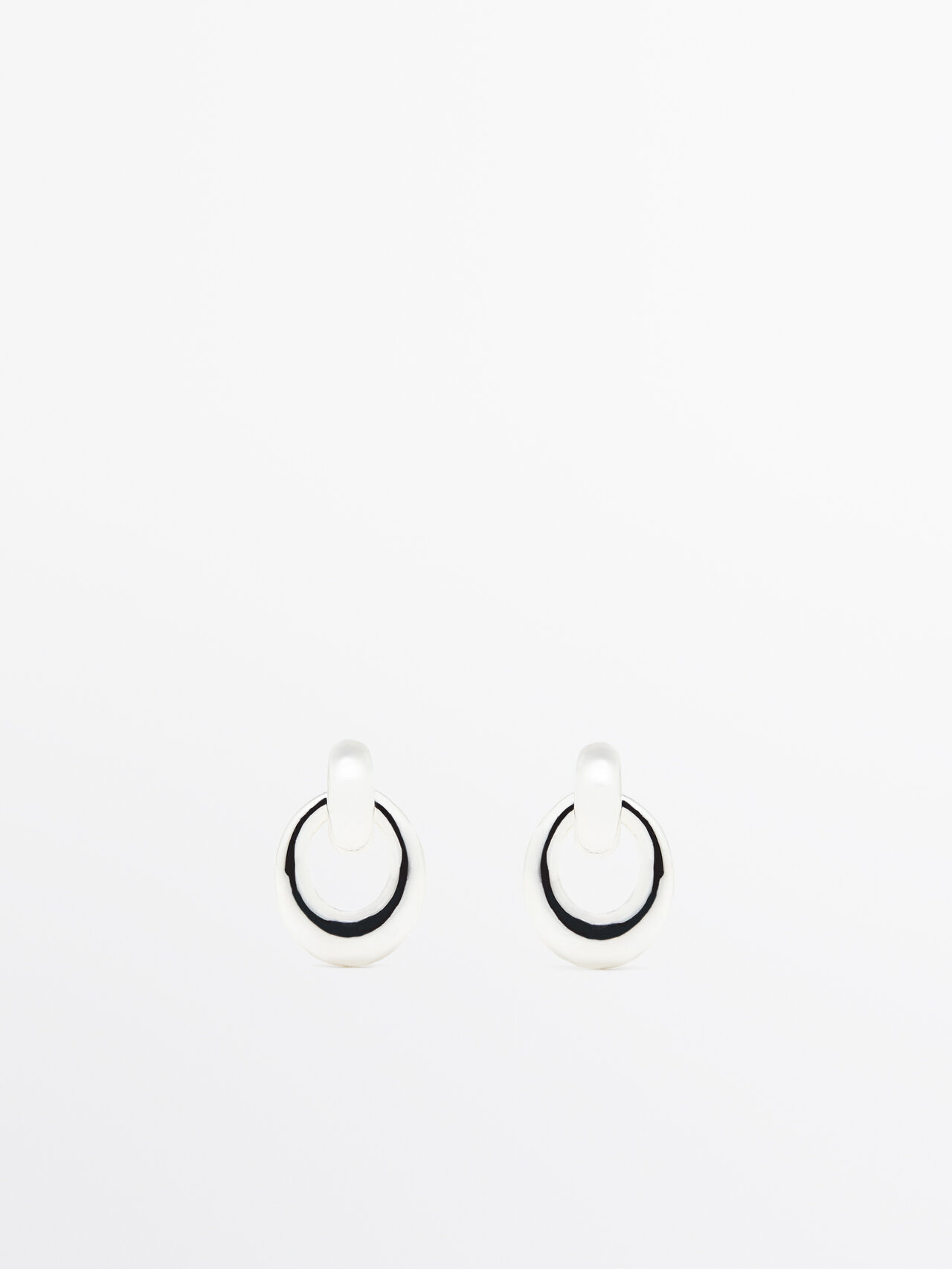 Massimo Dutti Double Link Earrings In Silver