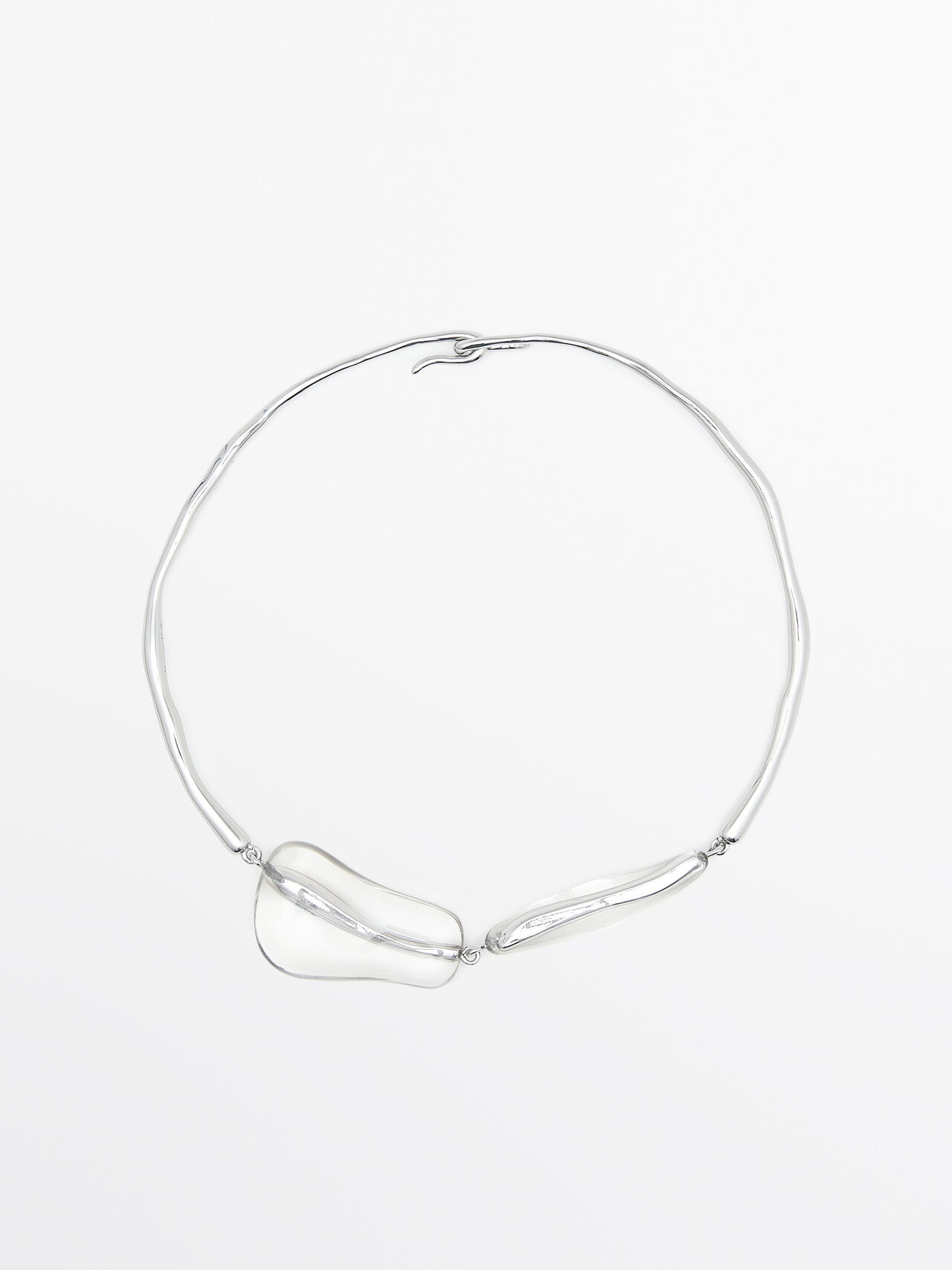 Shop Massimo Dutti Choker Necklace With Pieces In Silver