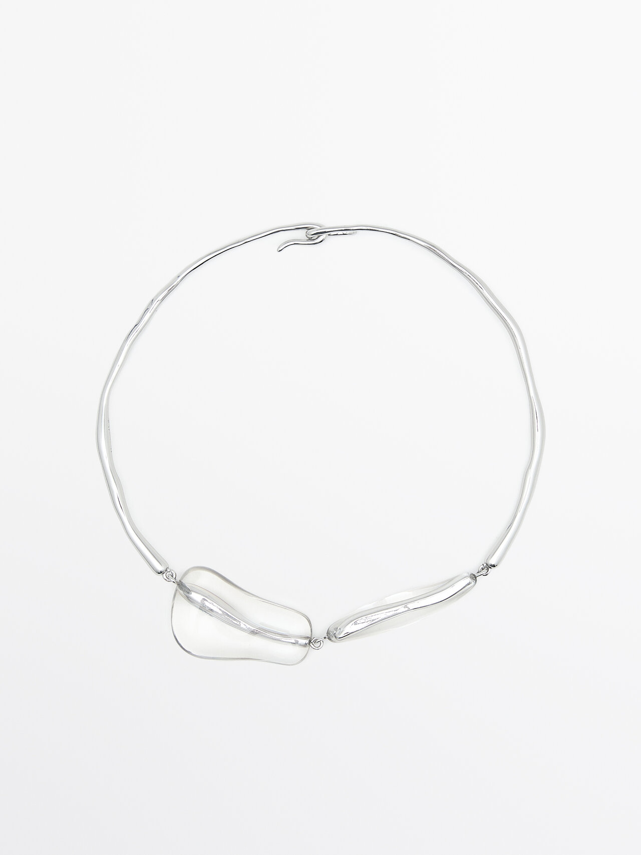 Massimo Dutti Choker Necklace With Pieces In Silver