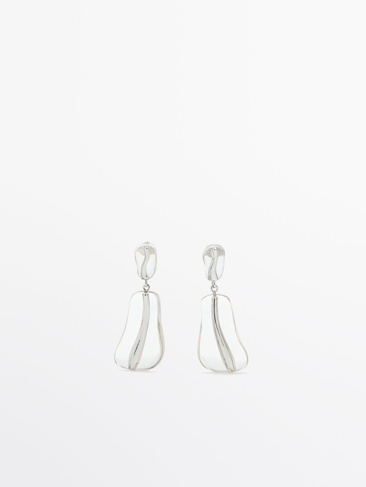 Shop Massimo Dutti Earrings With Piece Detail In Silver