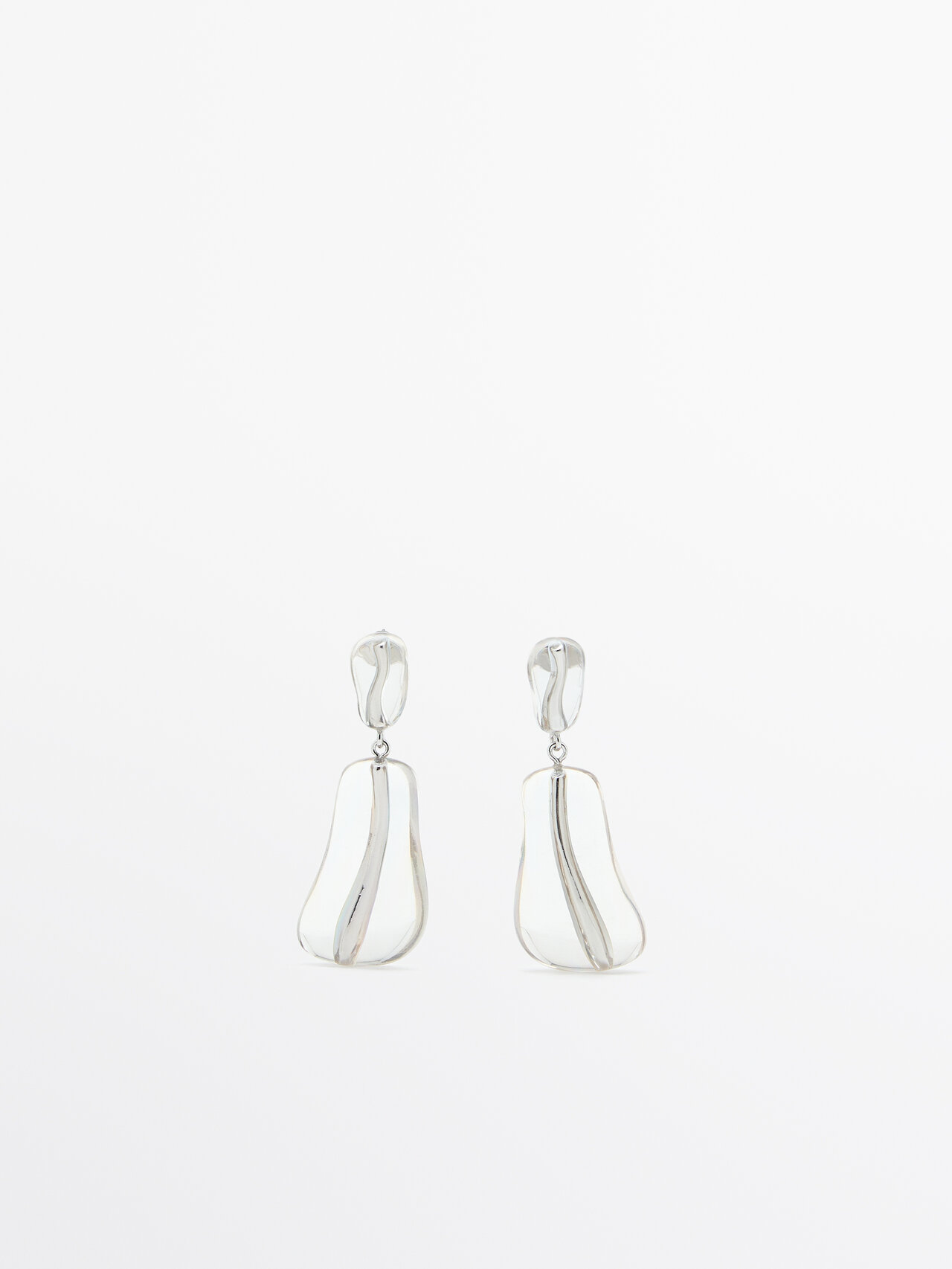 Massimo Dutti Earrings With Piece Detail In Silver
