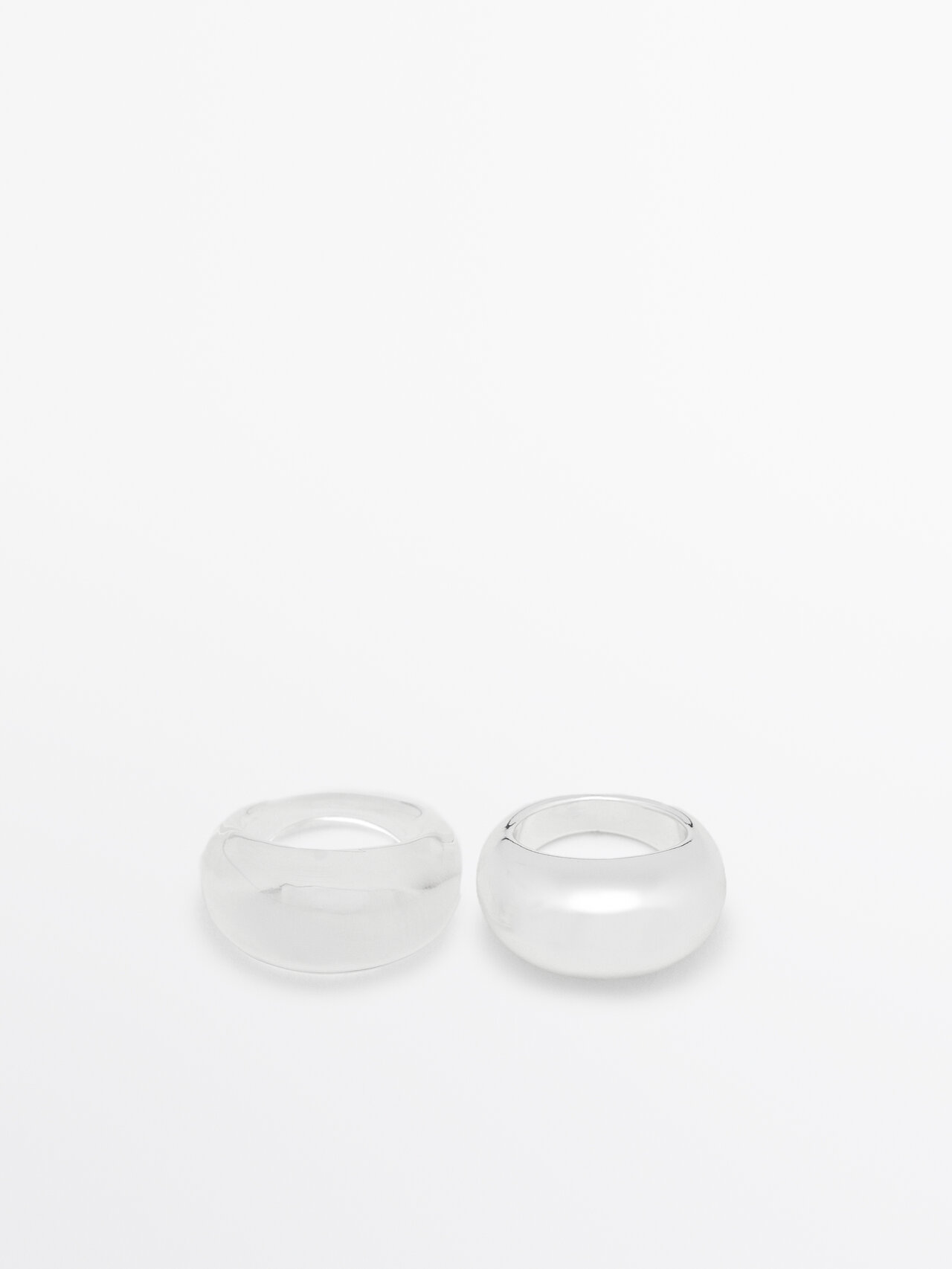 Massimo Dutti Set Of Matching Rings In Silver