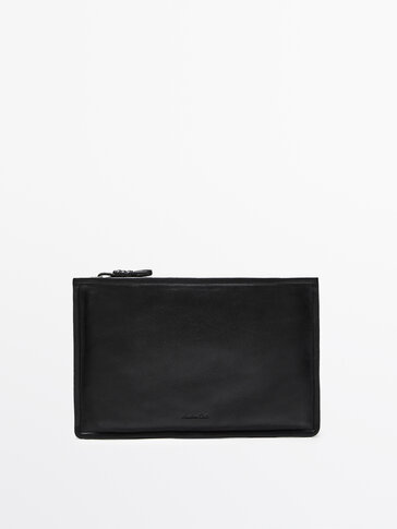 Nappa leather clutch with knot detail