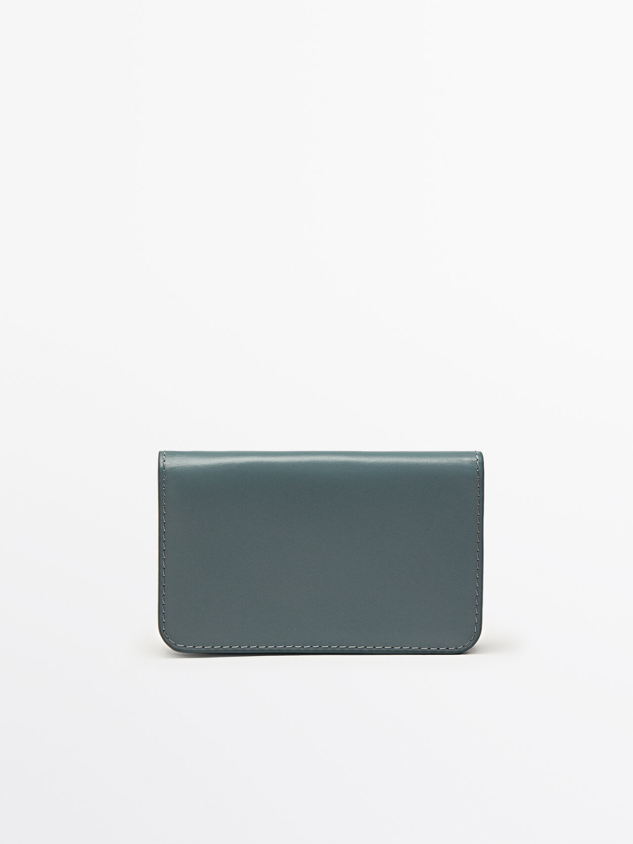 Massimo Dutti Leather Wallet In Light Blue