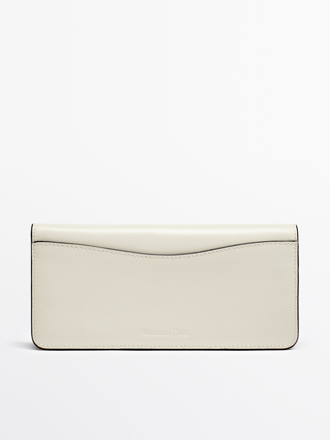 Massimo Dutti Nappa Leather Long Purse In White