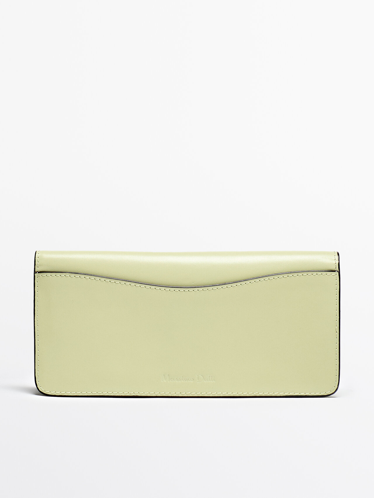 Massimo Dutti Nappa Leather Long Purse In Neutral