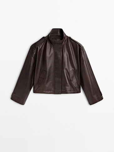 Nappa leather jacket with adjustable hem