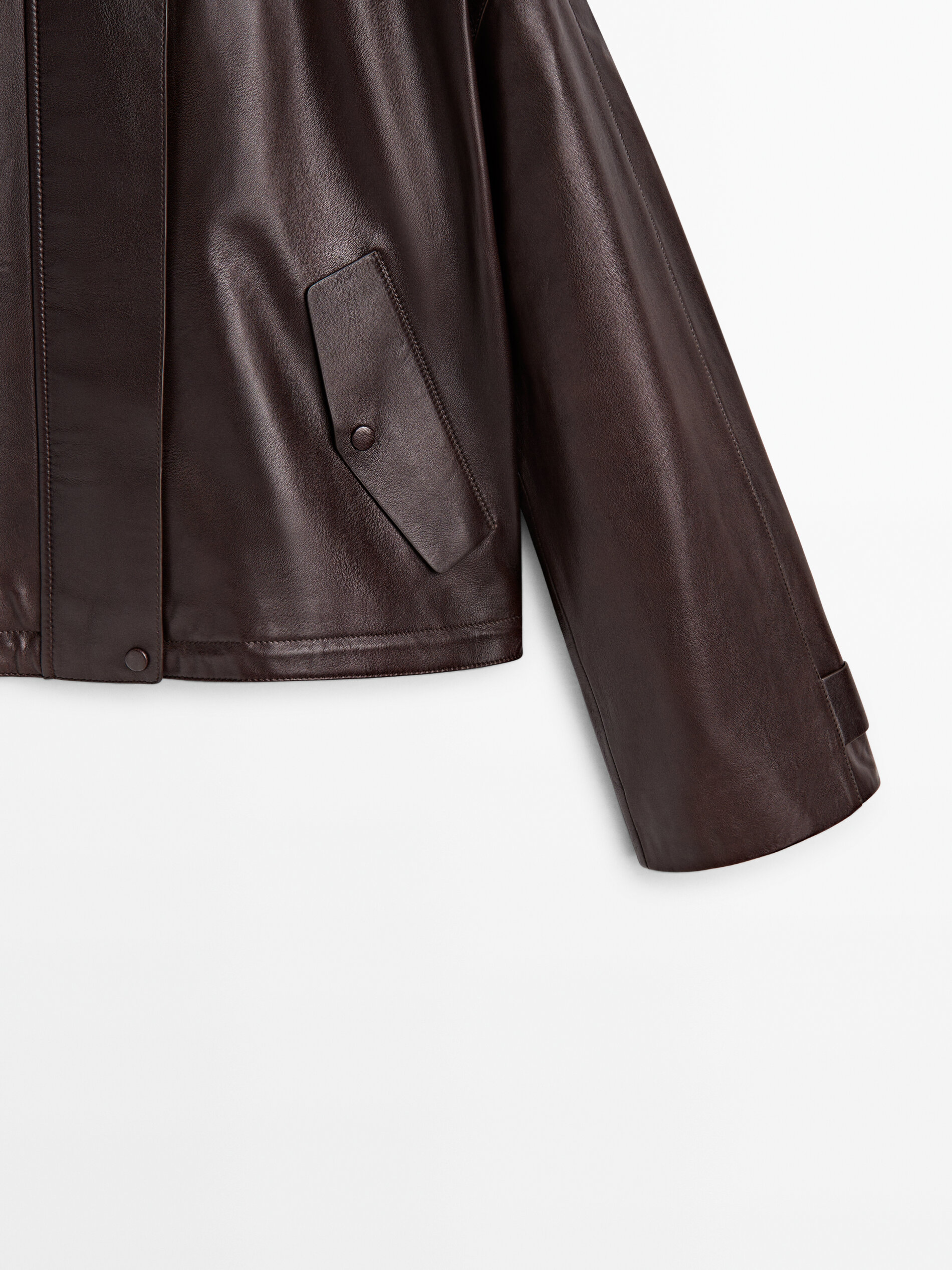 Nappa leather jacket with adjustable hem · Brown · Skirts