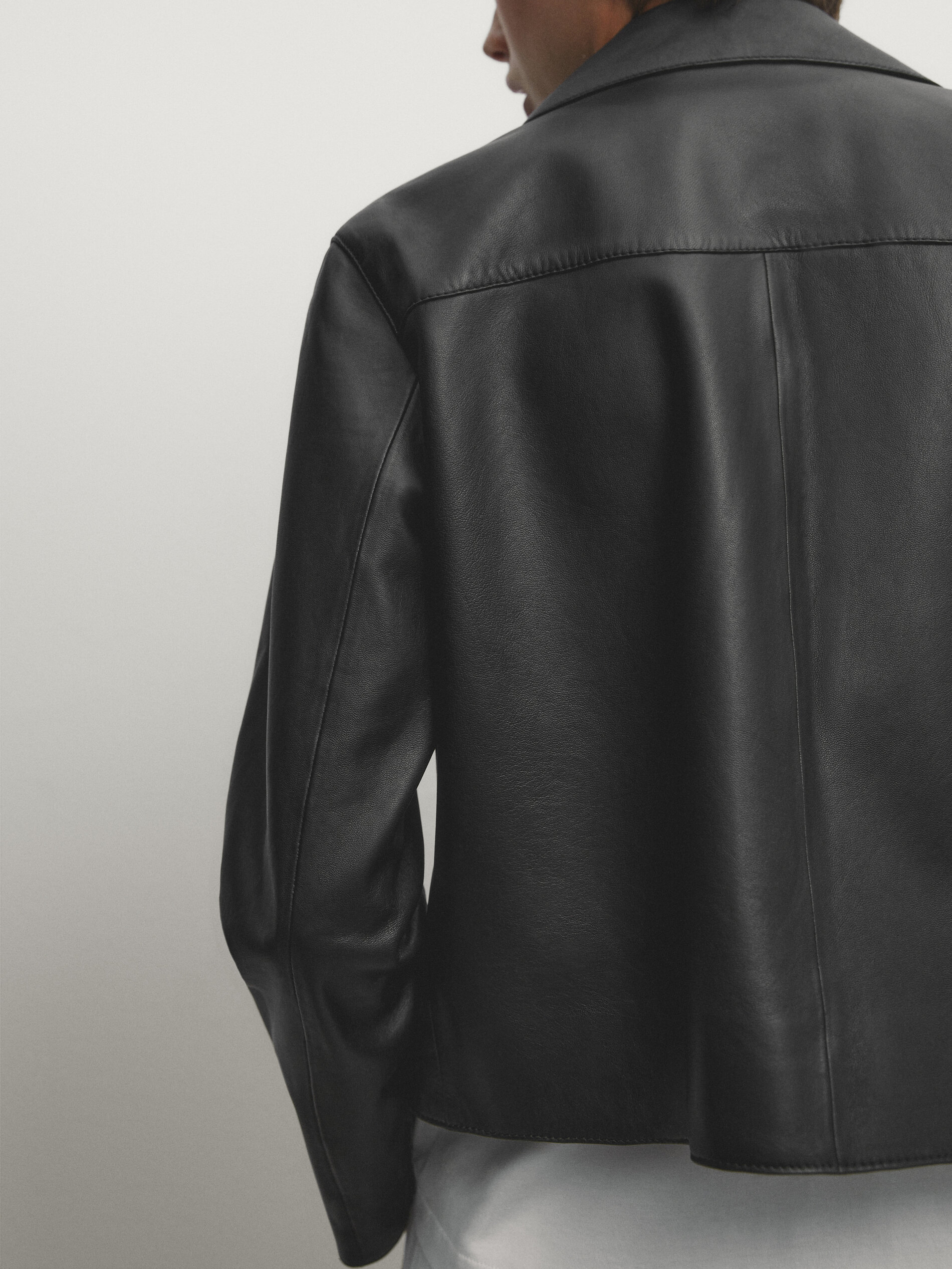 Massimo Dutti Leather jacket - black - Zalando.de