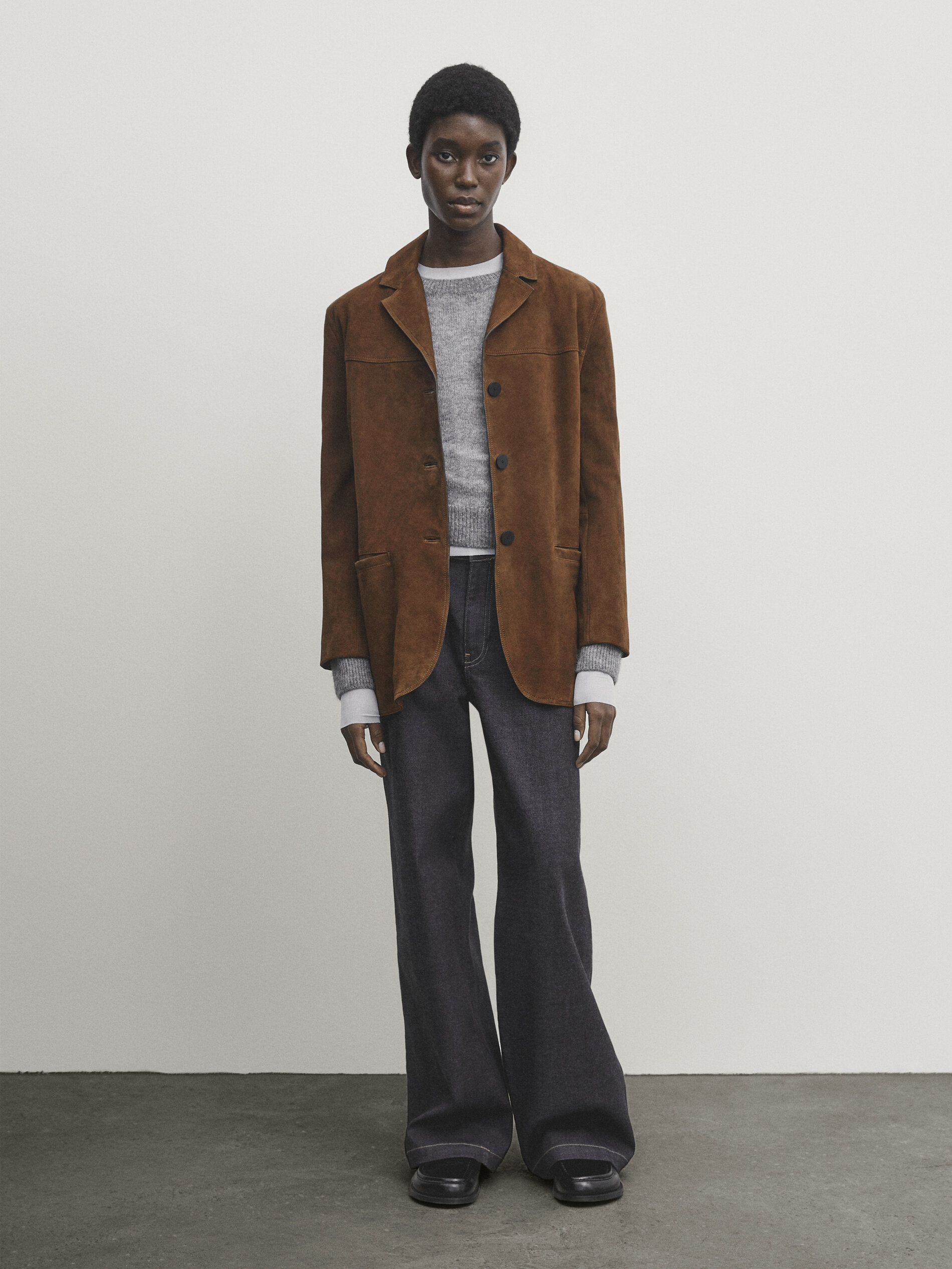 Massimo Dutti Blazer Aus Wildleder In Brown ModeSens