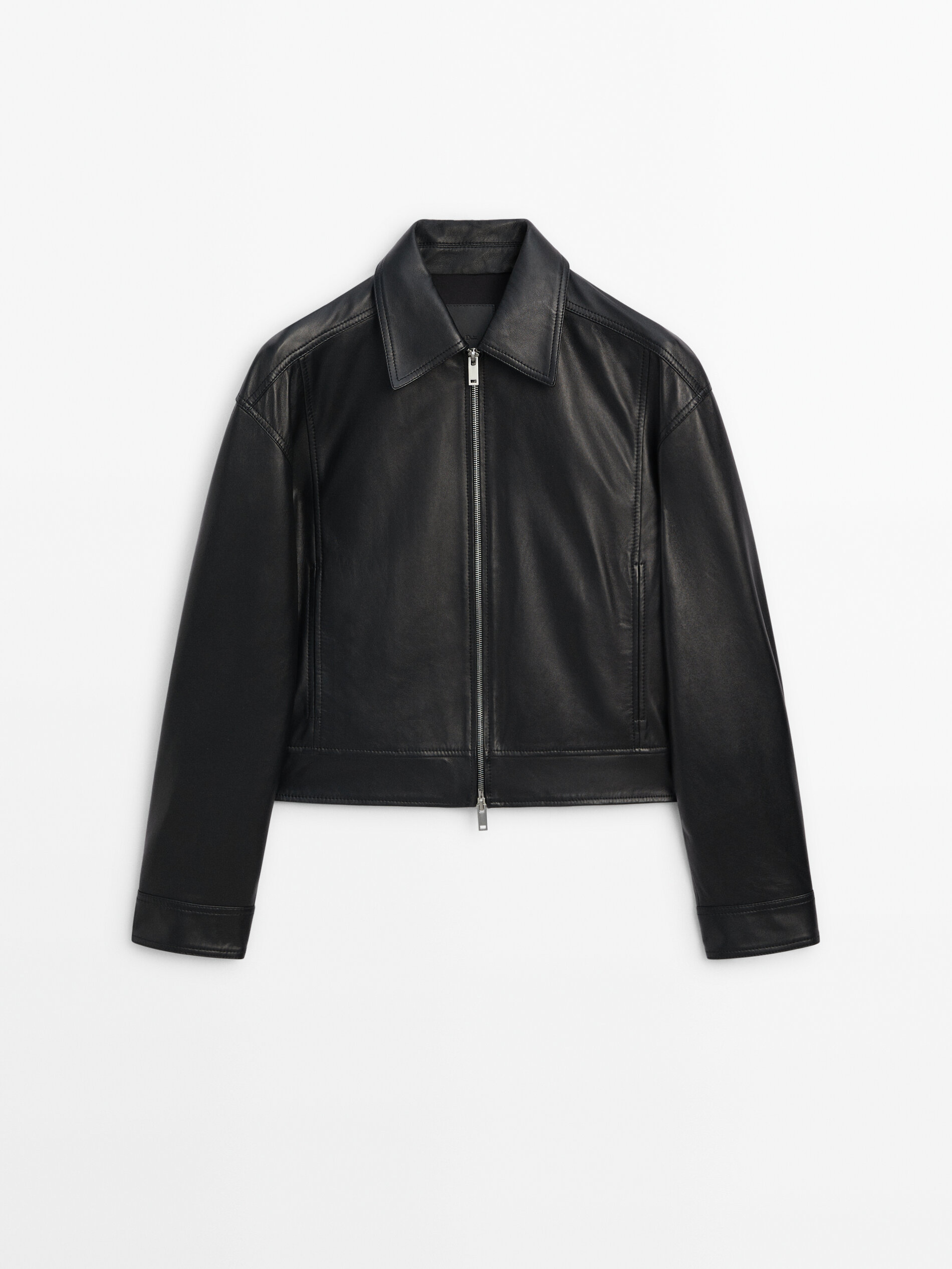 Nappa leather jacket with a shirt collar · Black · Skirts