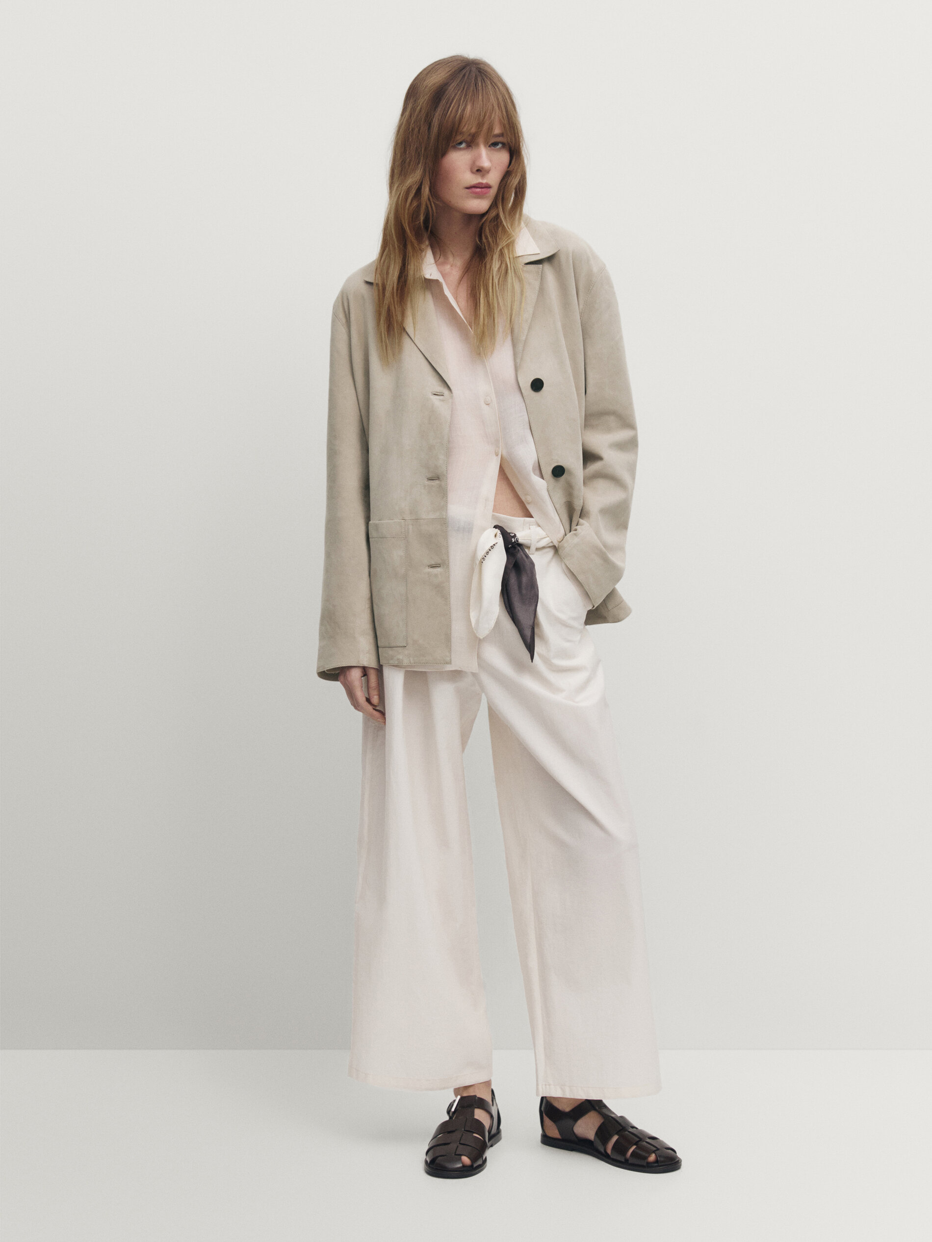 Massimo Dutti Fliessender Blazer Wildleder In Eisgrau