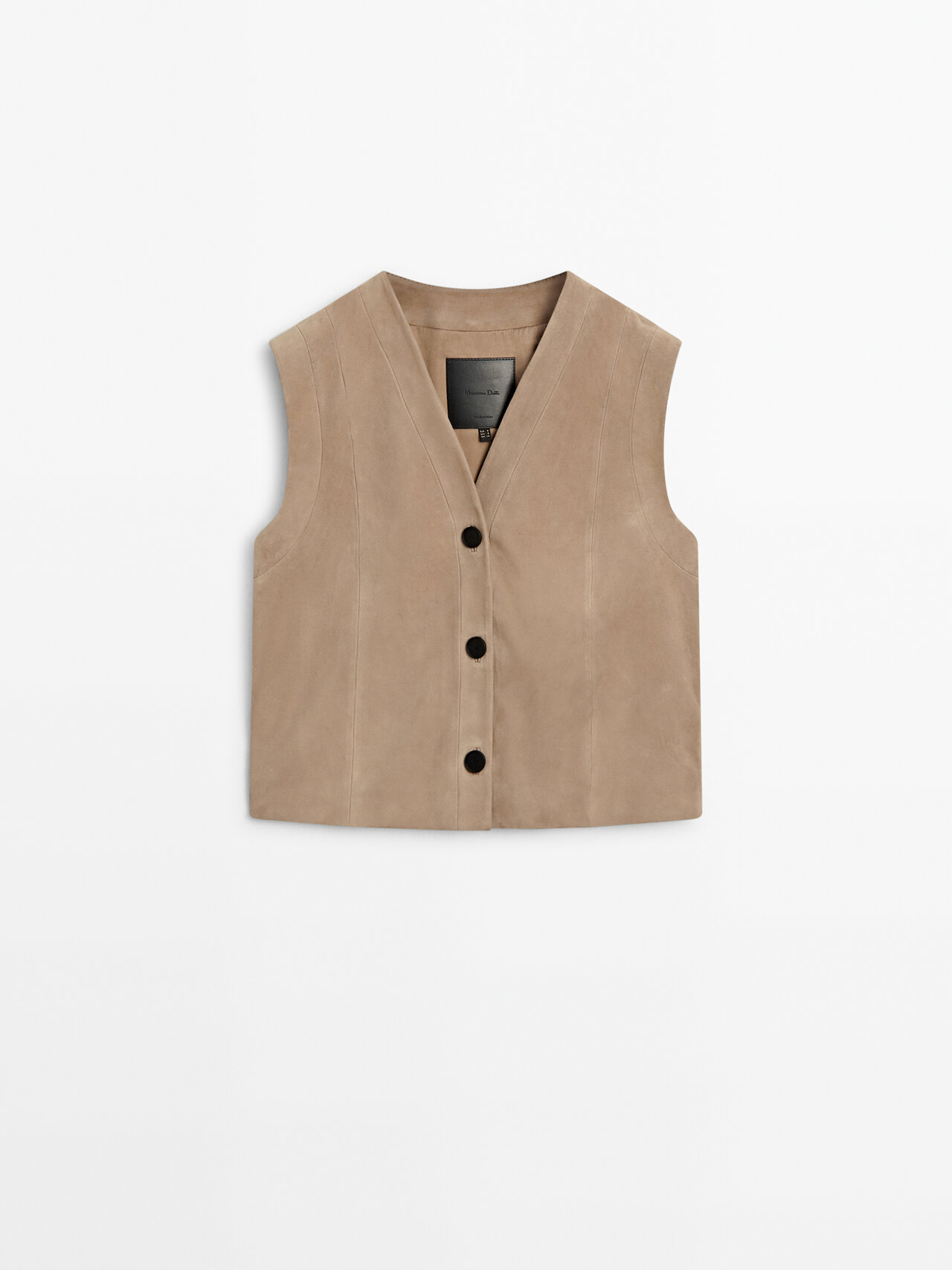 Shop Massimo Dutti Suede Leather Waistcoat With Buttons In Sand