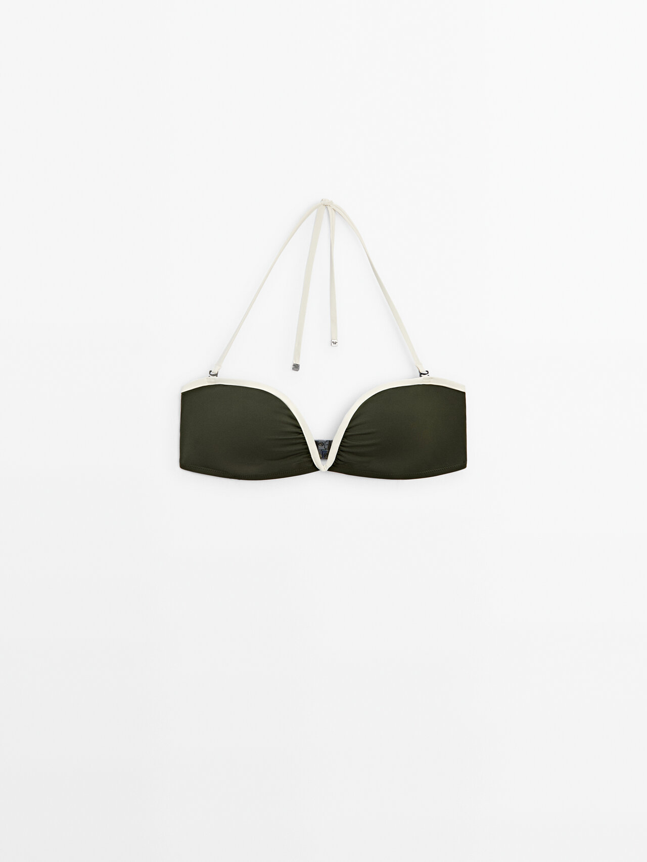 Massimo Dutti Contrast Bandeau Bikini Top In Moss