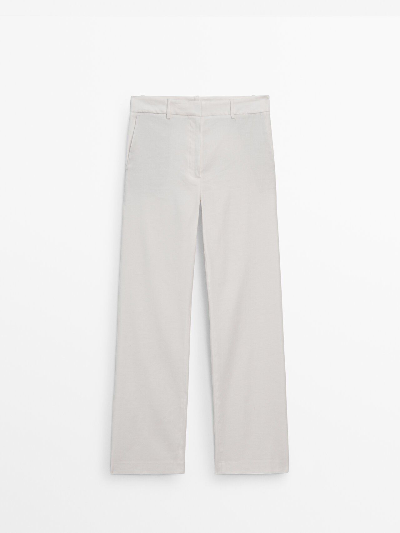 Massimo Dutti Straight-fit Trousers In Weiss