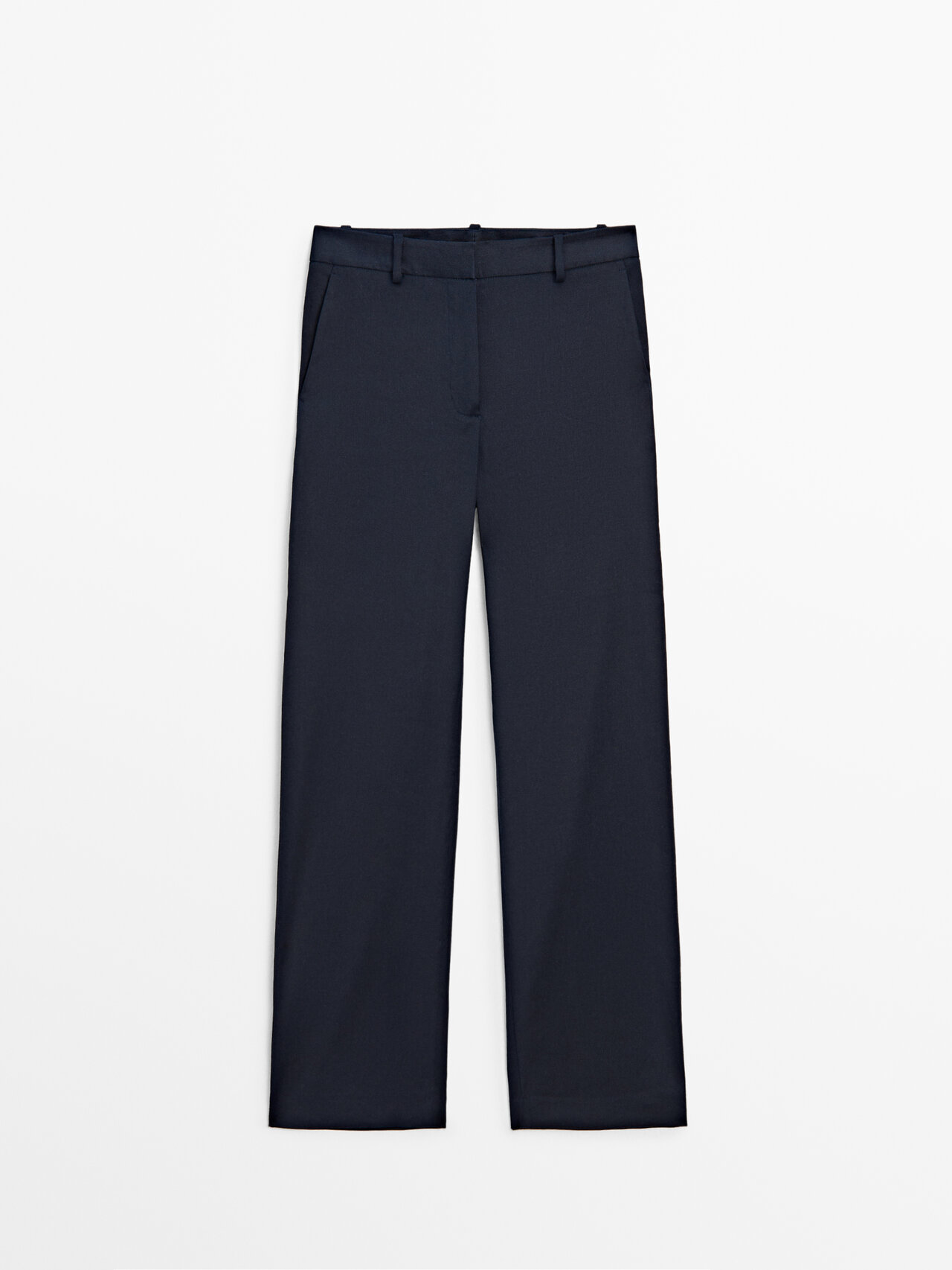 Massimo Dutti Straight-fit Trousers In Navy Blue