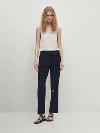 Straight fit trousers with stretch waist