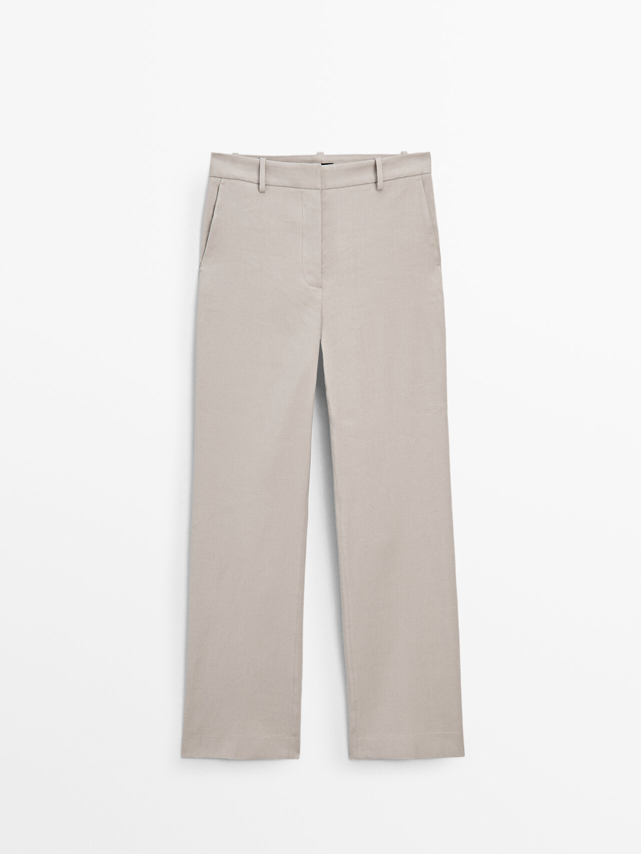 Massimo Dutti Straight-fit Trousers In Steinfarbe