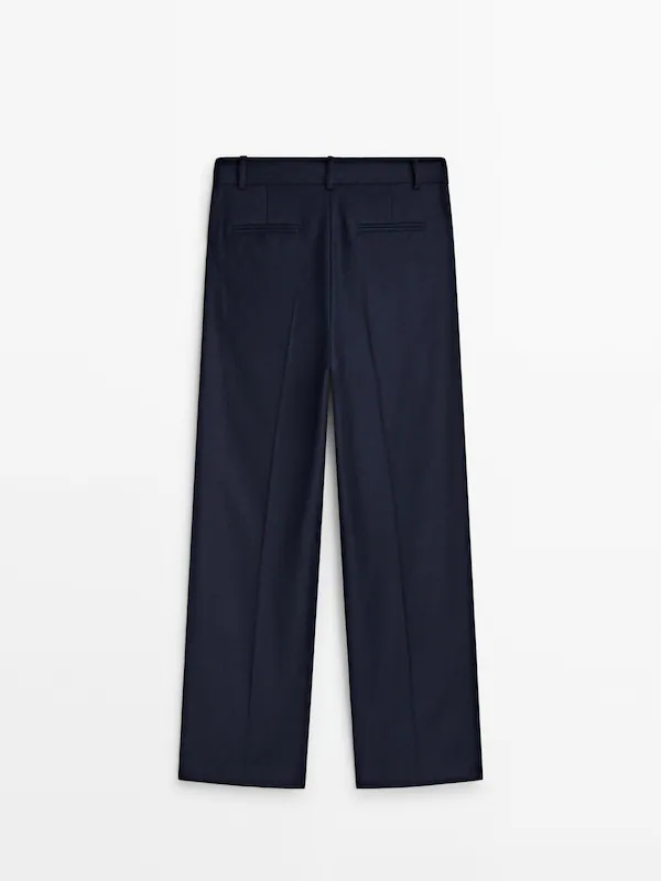 Navy blue straight suit trousers · Navy Blue · Dressy | Massimo Dutti