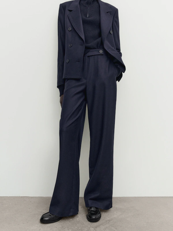 Navy blue straight suit trousers · Navy Blue · Dressy | Massimo Dutti