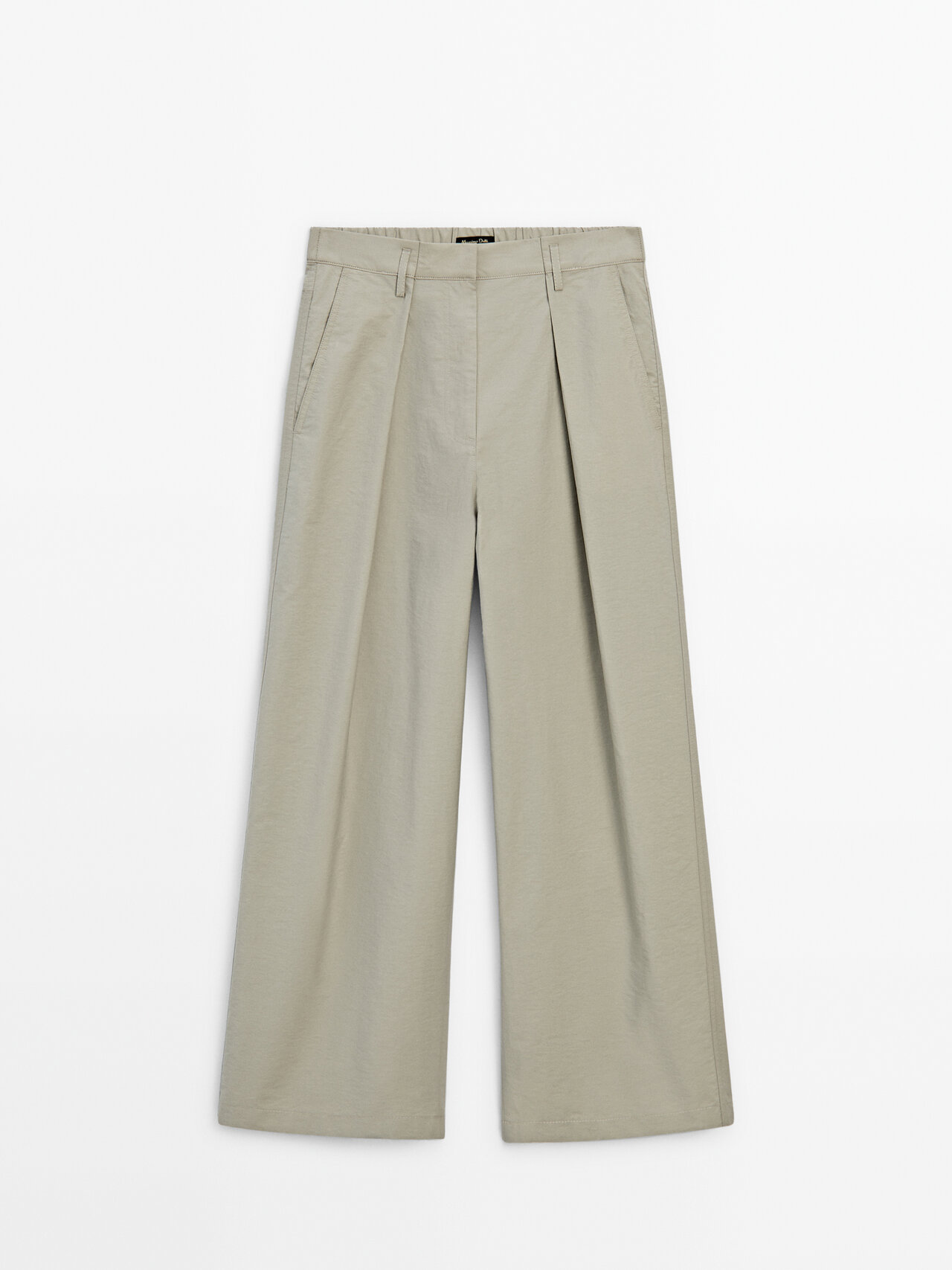 Massimo Dutti Technical Trousers With Darts In Pale Green