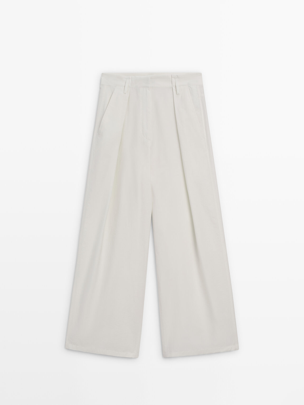 Shop Massimo Dutti Technical Trousers With Darts In Cream