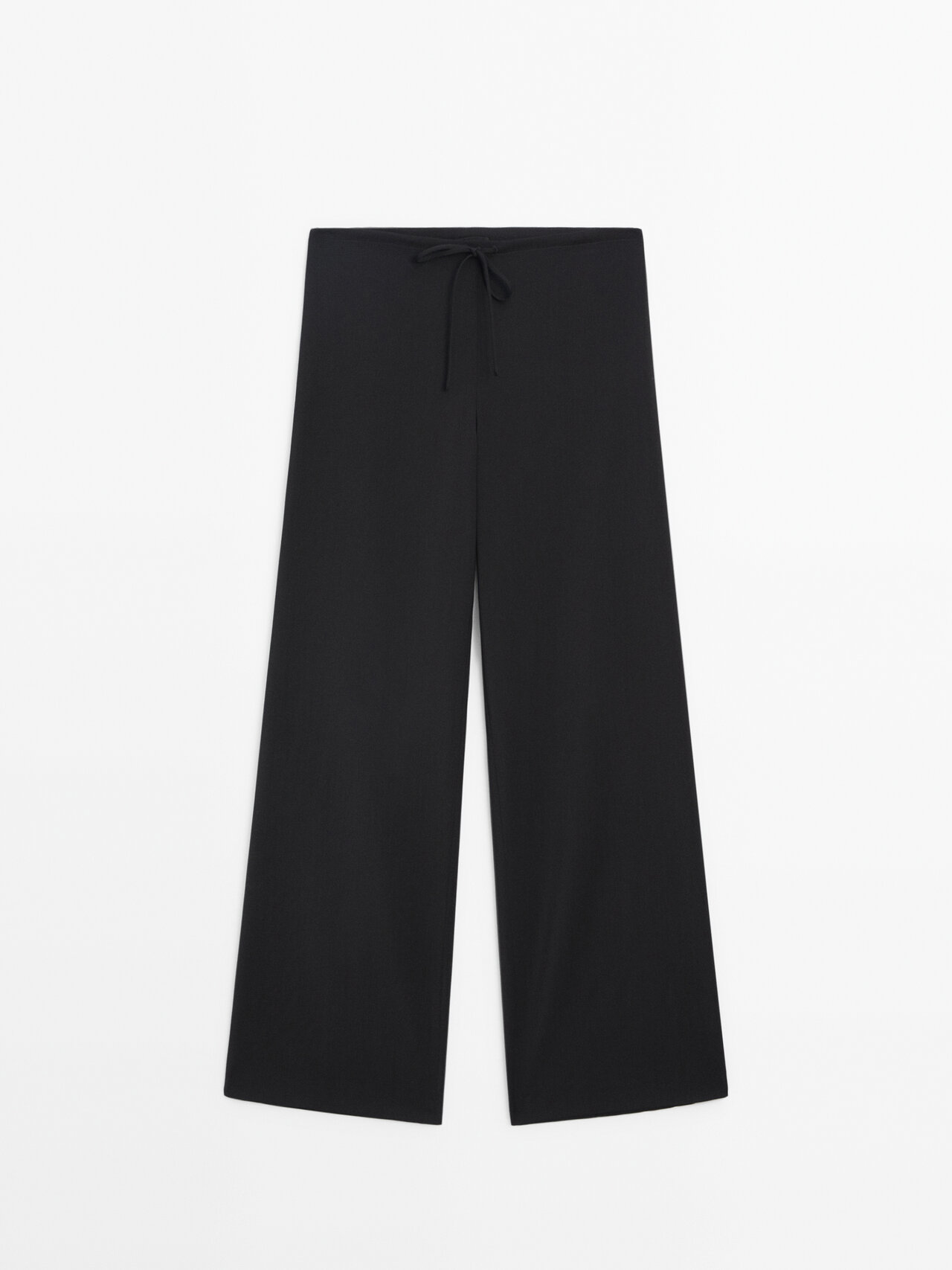 Massimo Dutti Flowing Trousers With Tie Detail In Schwarz