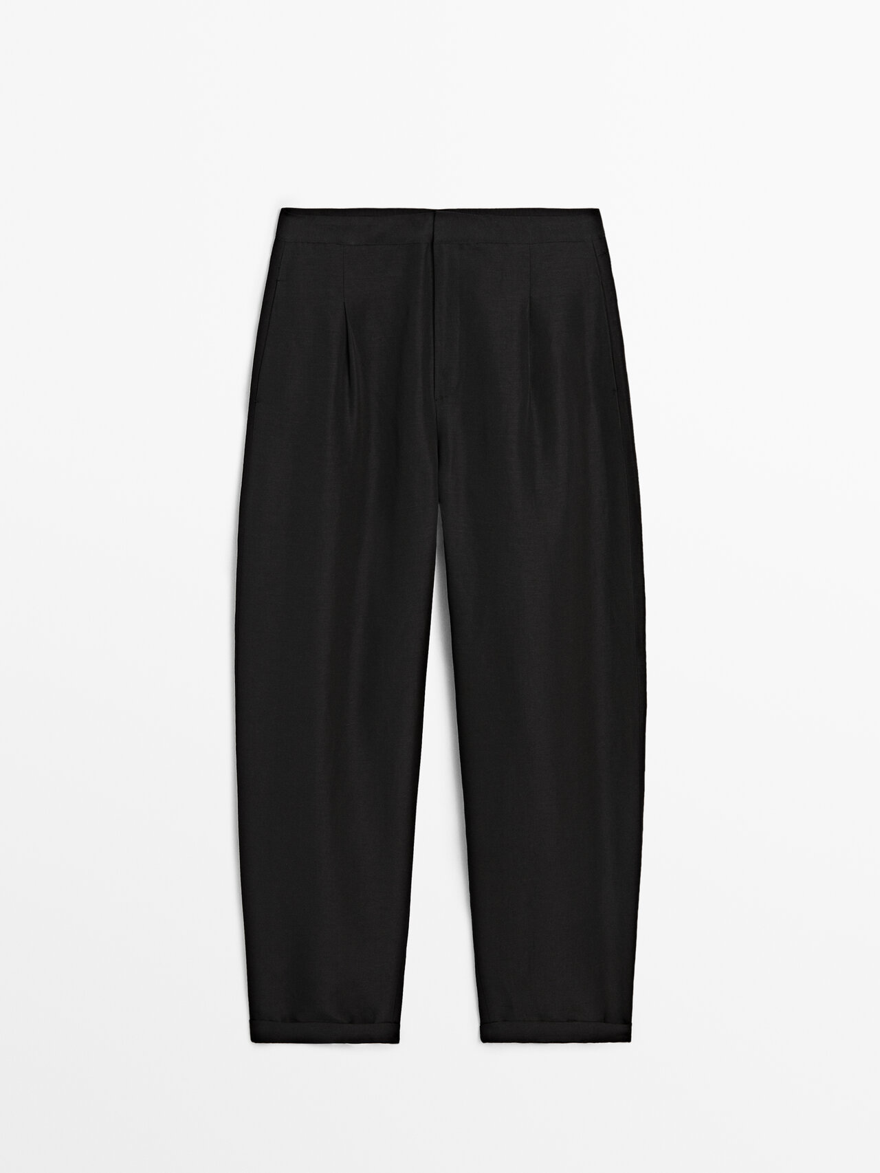 Shop Massimo Dutti Darted Carrot Fit Trousers In Black