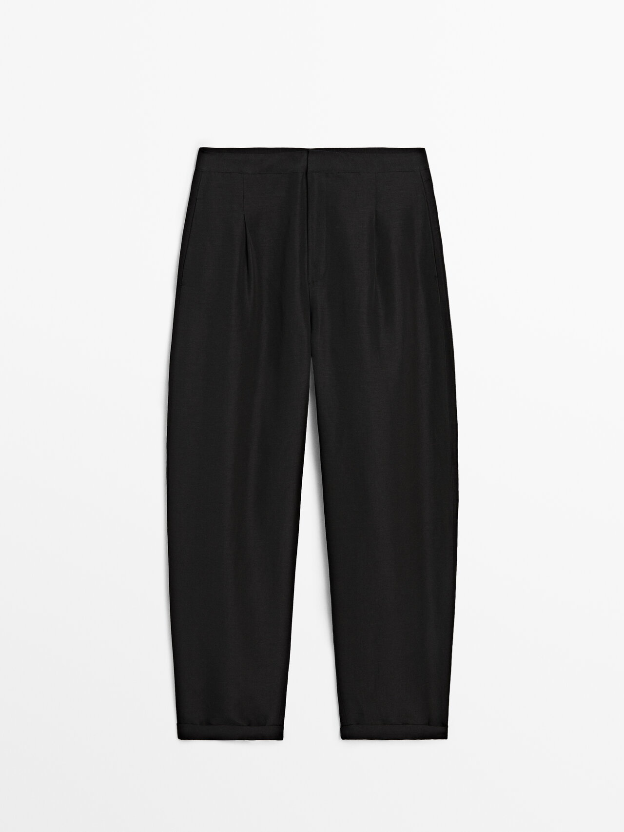 Massimo Dutti Darted Carrot Fit Trousers In Black