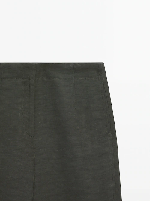 Monty 3/4 Length Wide Leg Elastic Waist Linen Pant in Minty Green – Black  Pepper
