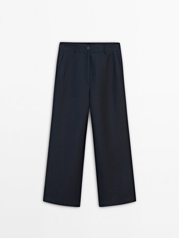 Striped cotton trousers co-ord · Navy Blue · Dressy