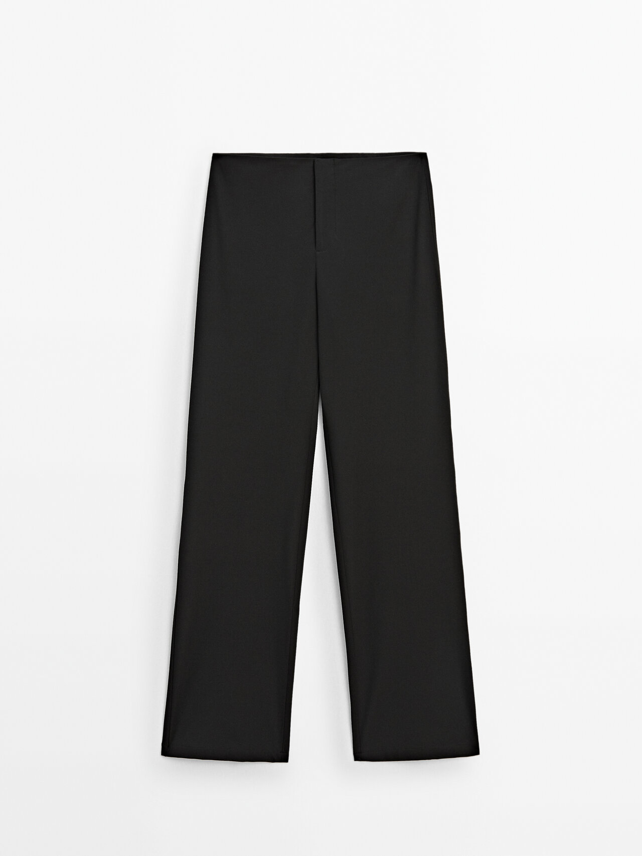 Massimo Dutti Straight-fit Technical Trousers In Schwarz