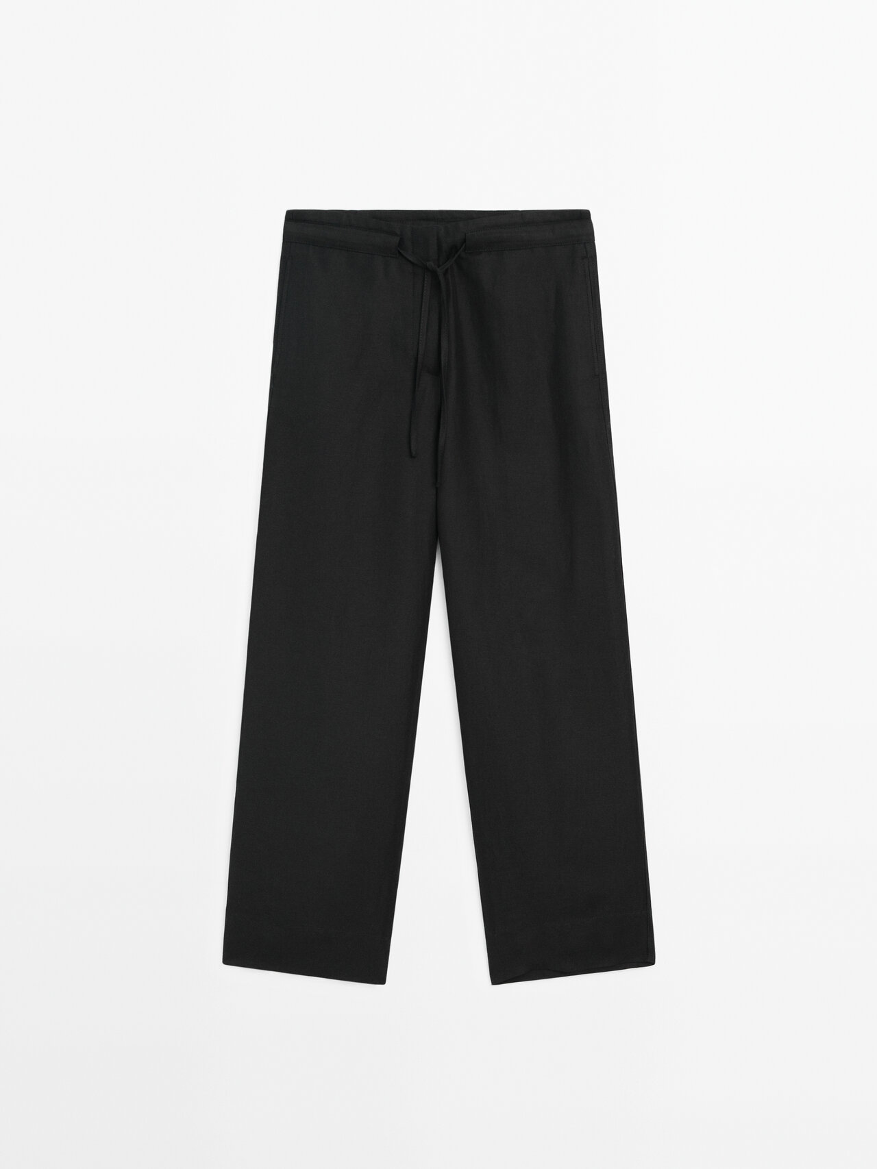 Massimo Dutti Black Drawstring Co Ord Trousers In Black