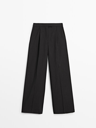 Wide-leg pinstripe trousers
