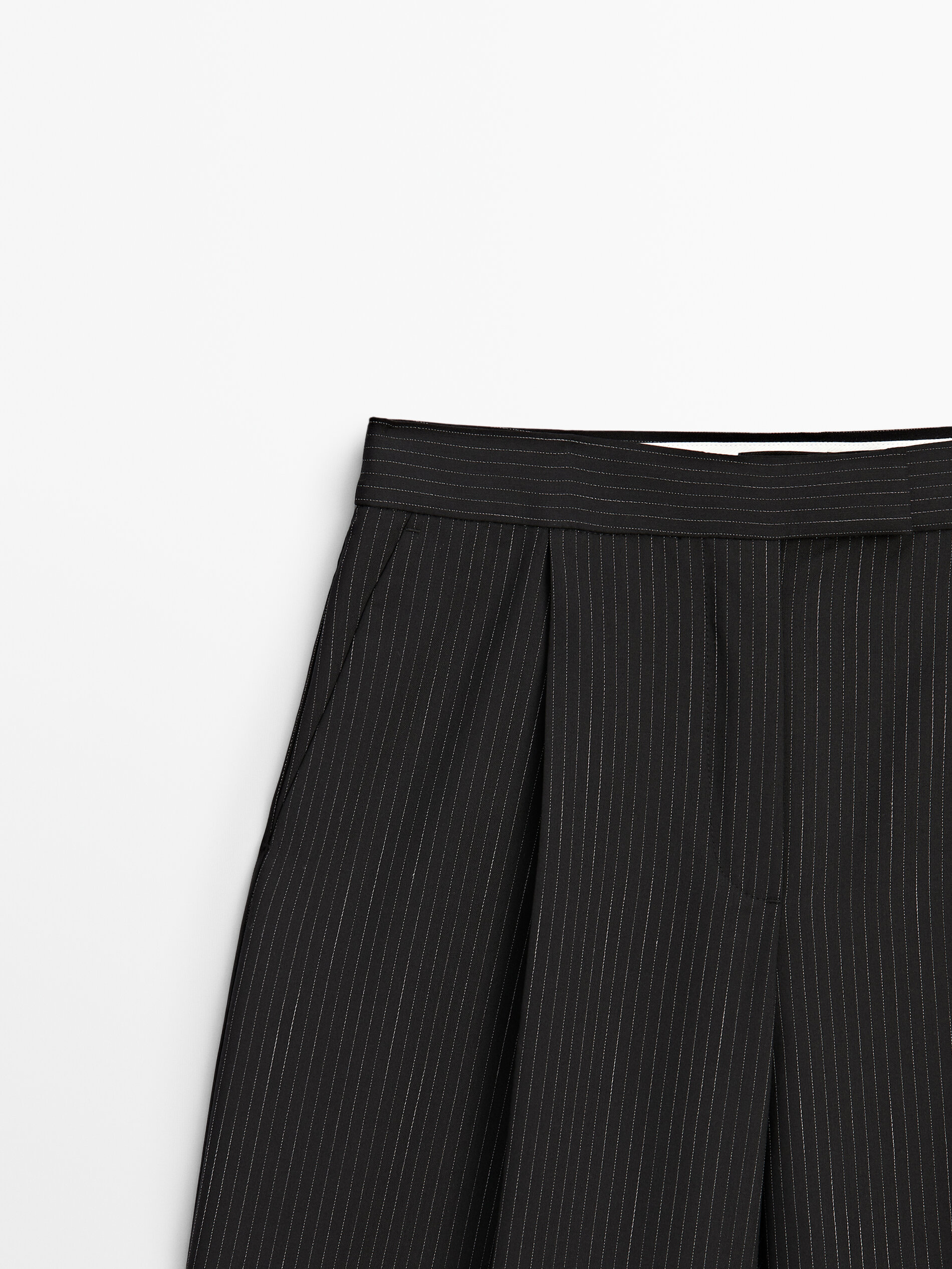 Wide-leg pinstripe trousers