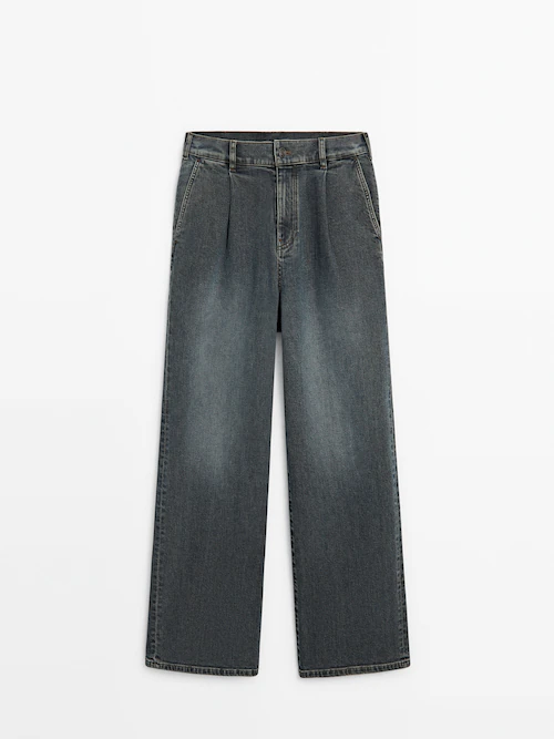 H&M Slim Fit Jeans Black Denim Tapered Leg Flat Front Mid Rise