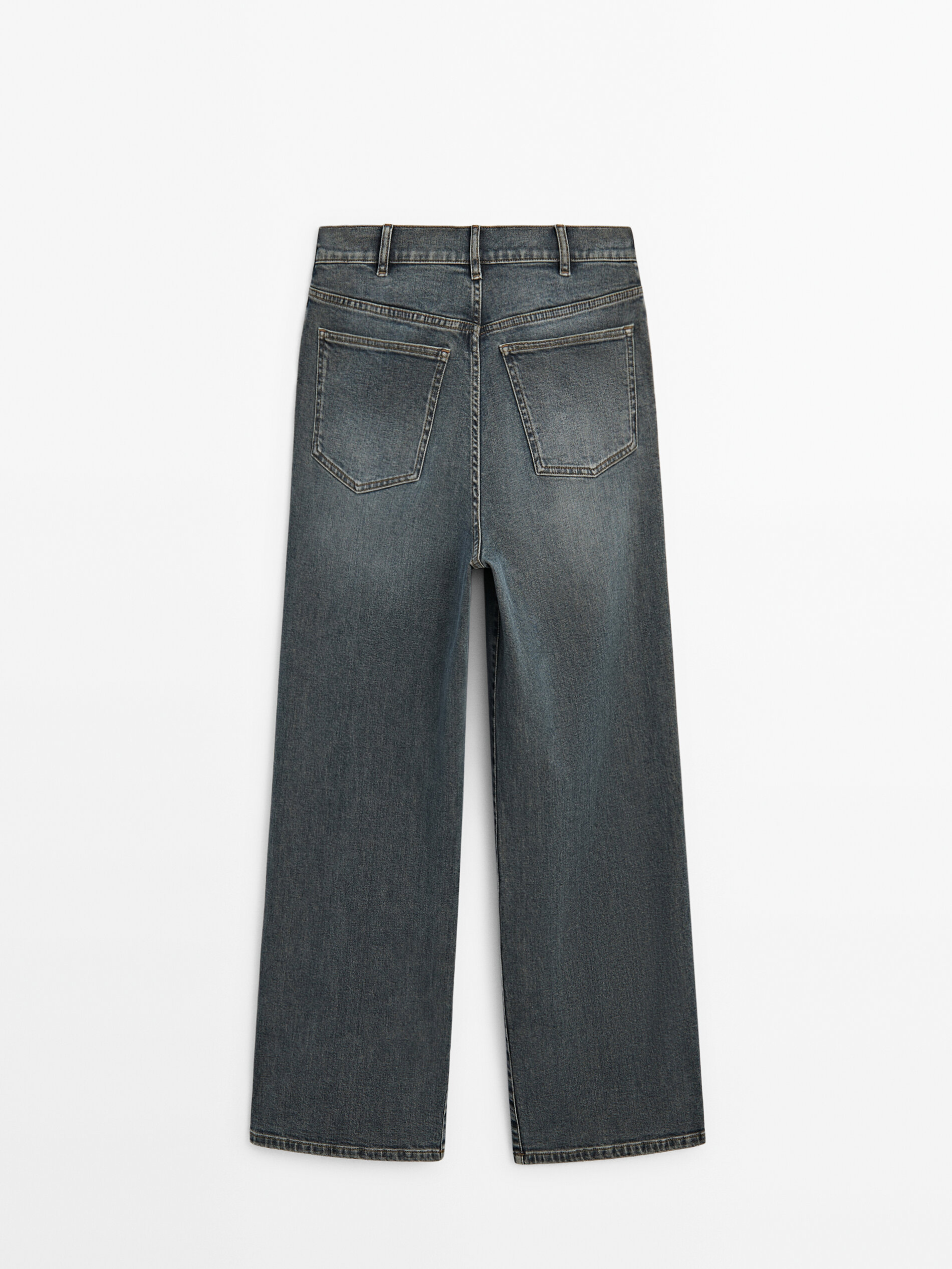 Mid-rise wide-leg jeans with darts